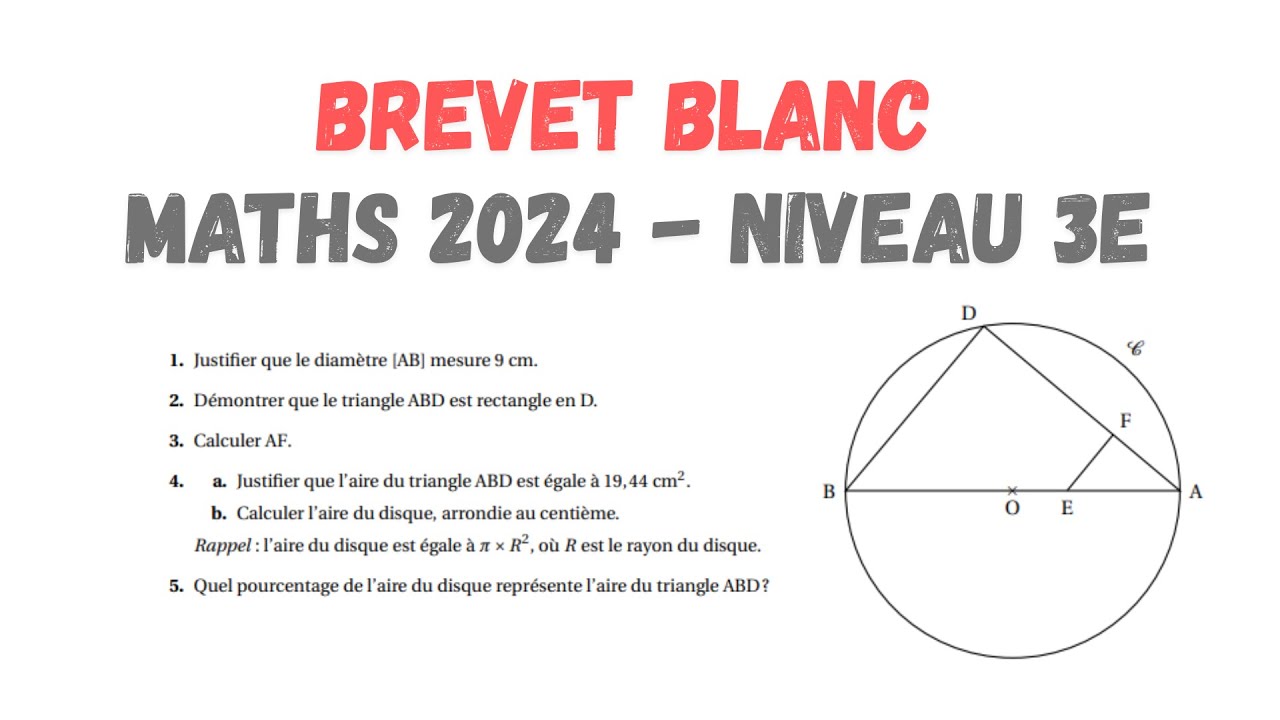Brevet Blanc Maths 2024 : Sujet et Corrigé complet (Collège)