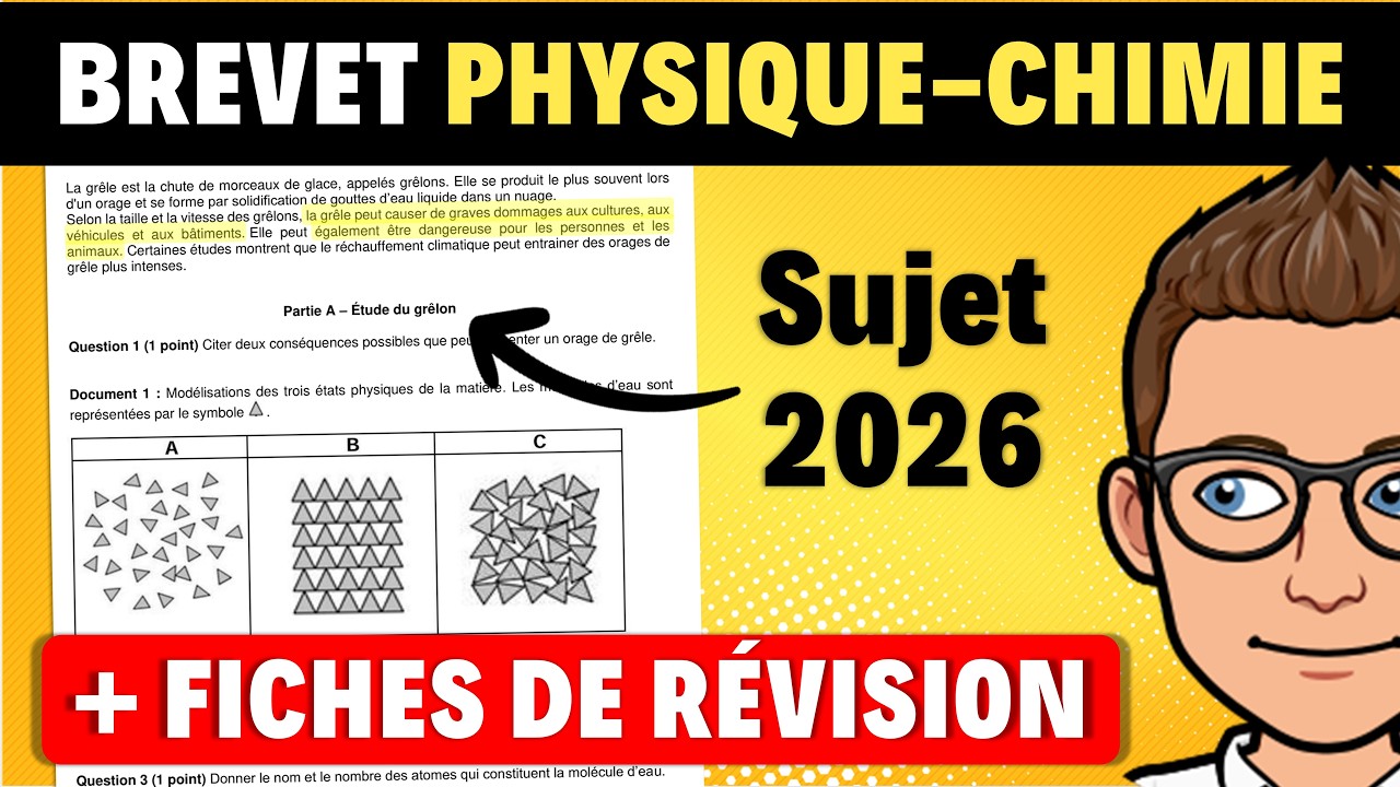 BREVET Physique-Chimie 💖🧪 Fiches de révision + Sujet 2026 corrigé pas à pas